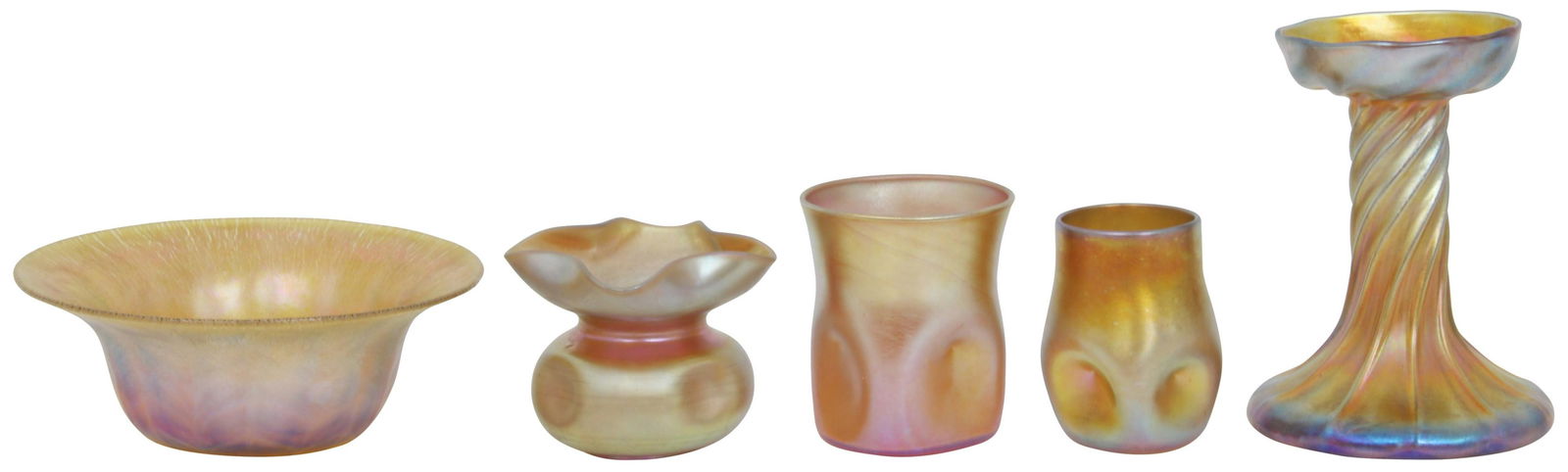 Group of Five Iridescent Glass Items (1 of 7)