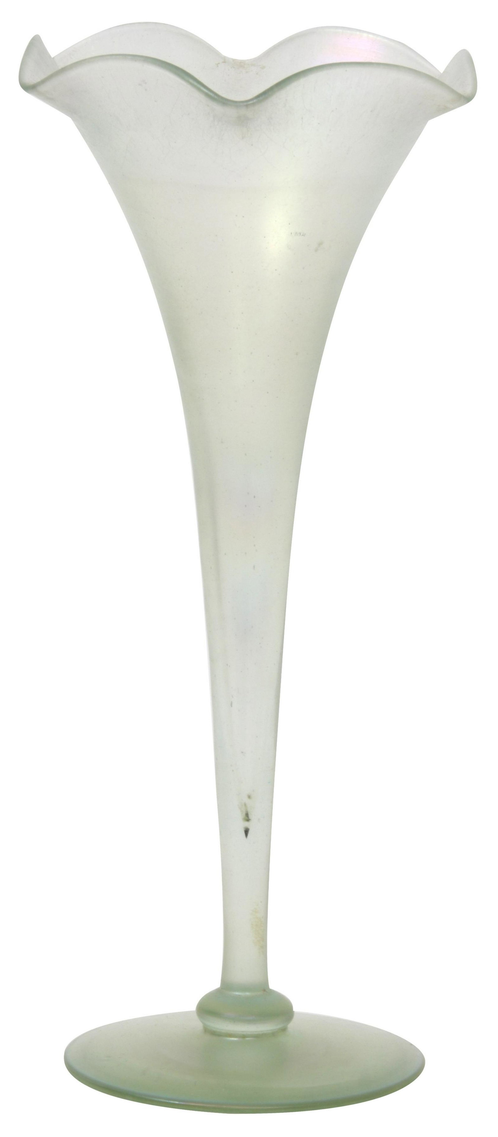 Steuben Glass Works Ruffled Vase: Steuben Glass Works (Corning, NY, founded 1903) Ruffled Vase early 20th century iridescent glass unsigned 10 1/4 in. high