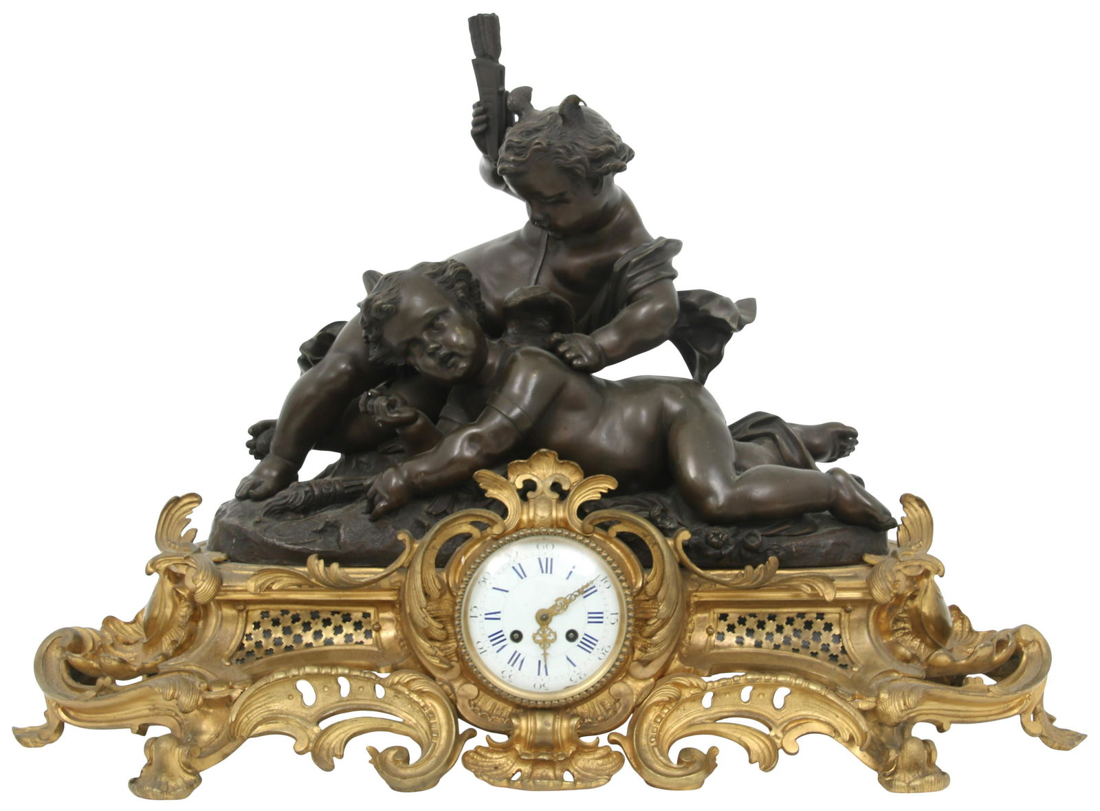 Napoleon III Bronze Figural Mantel Clock (1 of 7)