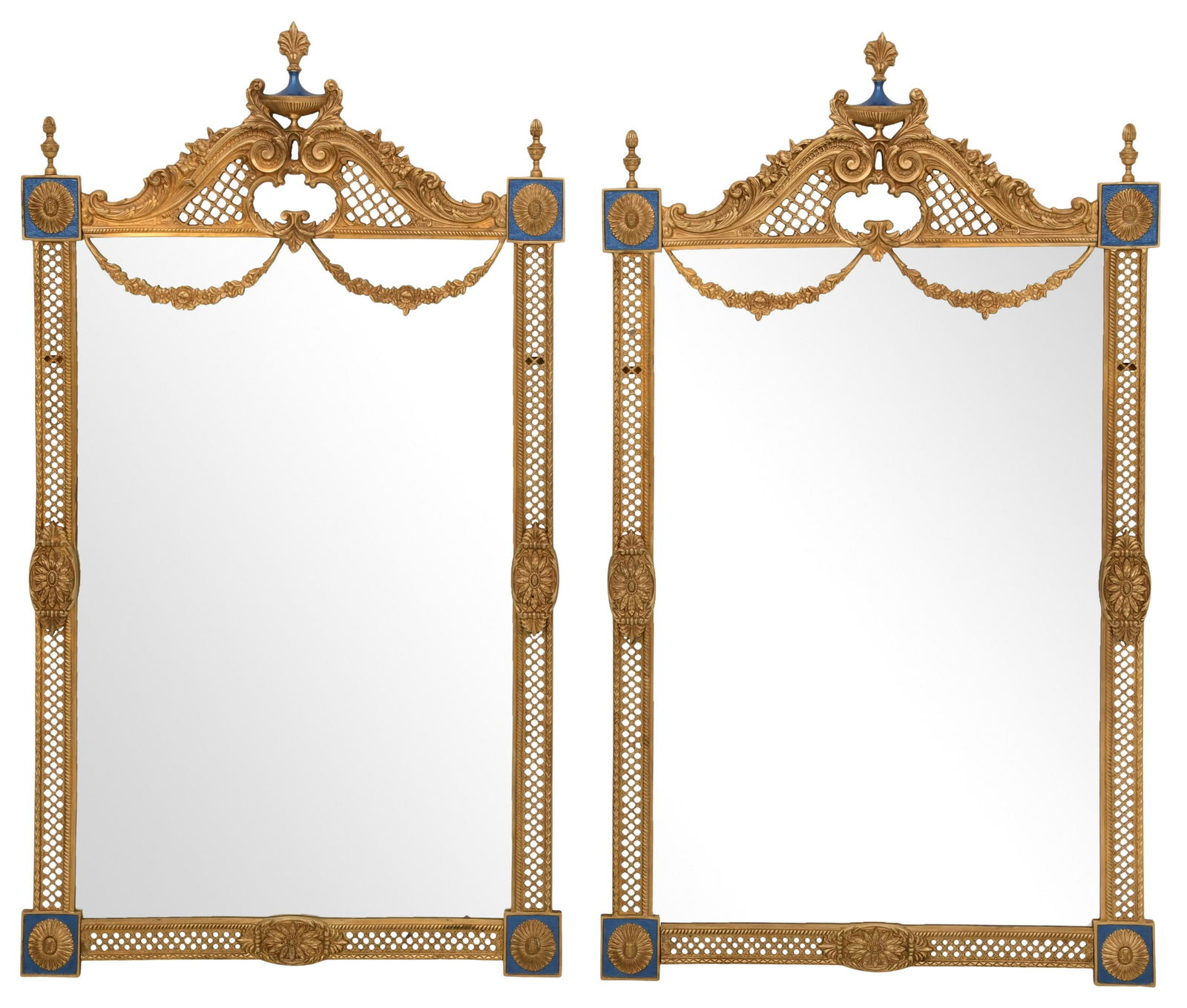 Pair of Louis XVI Style Gilt Bronze Mirrors (1 of 7)
