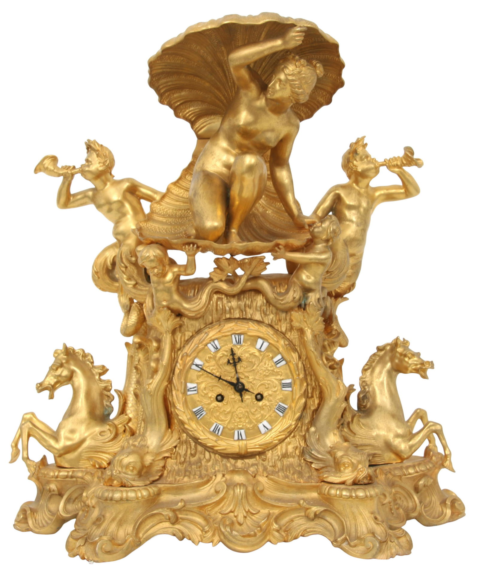 Louis XV Style Gilt Bronze Figural Mantel Clock (1 of 16)