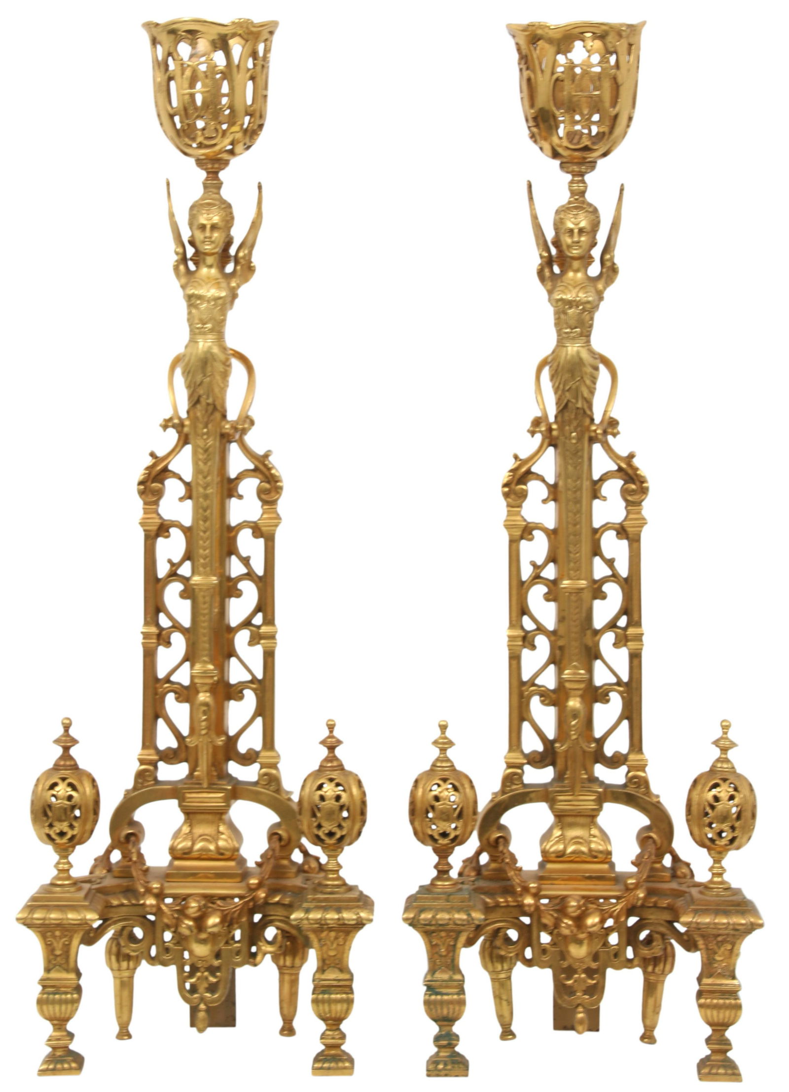 Pair of French Gilt Bronze Chenets/Candle Holders (1 of 6)
