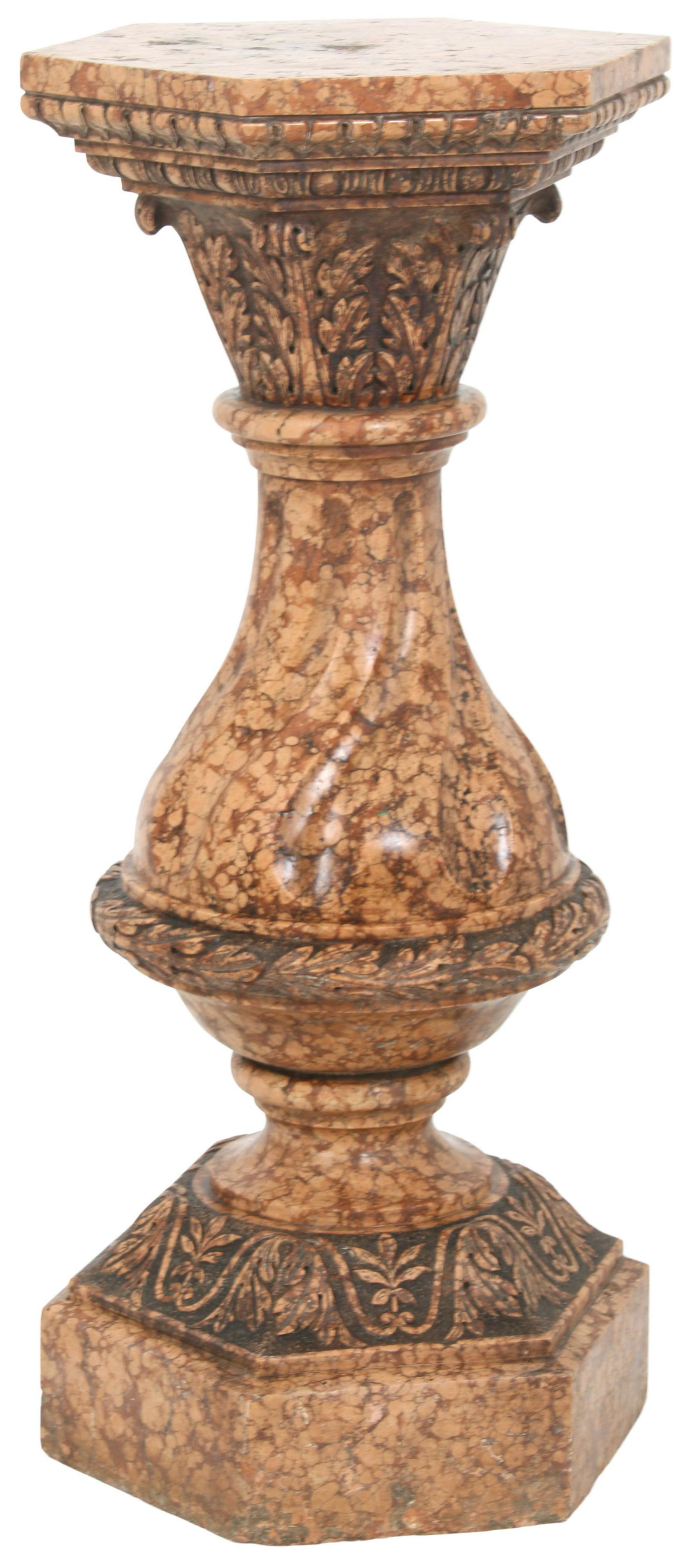 Italian Carved Pink Marble Pedestal (1 of 8)