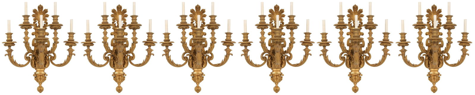 Set of Six E.F. Caldwell Gilt Bronze Sconces (1 of 7)