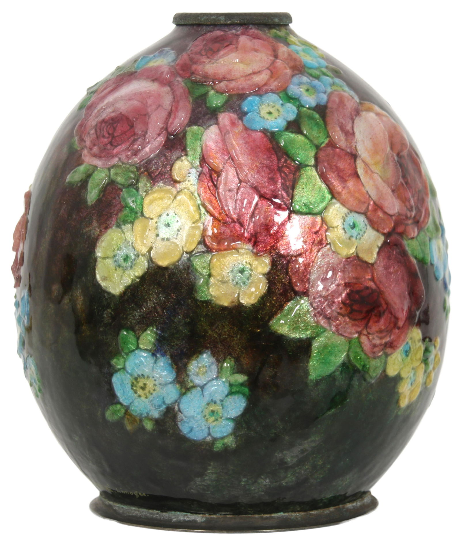 Camille Faure Enameled Metal Vase (1 of 5)