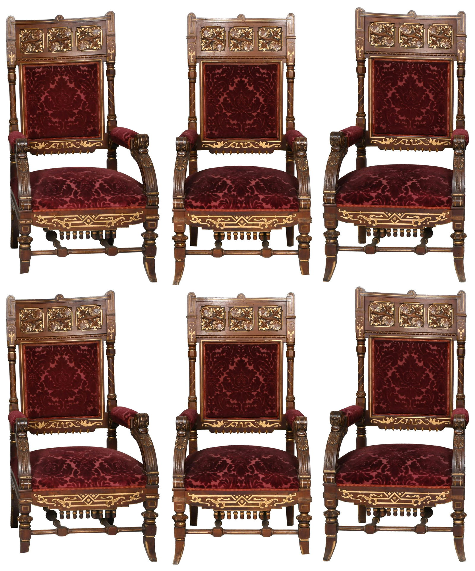 Set of Six Aesthetic Movement Armchairs (1 of 11)