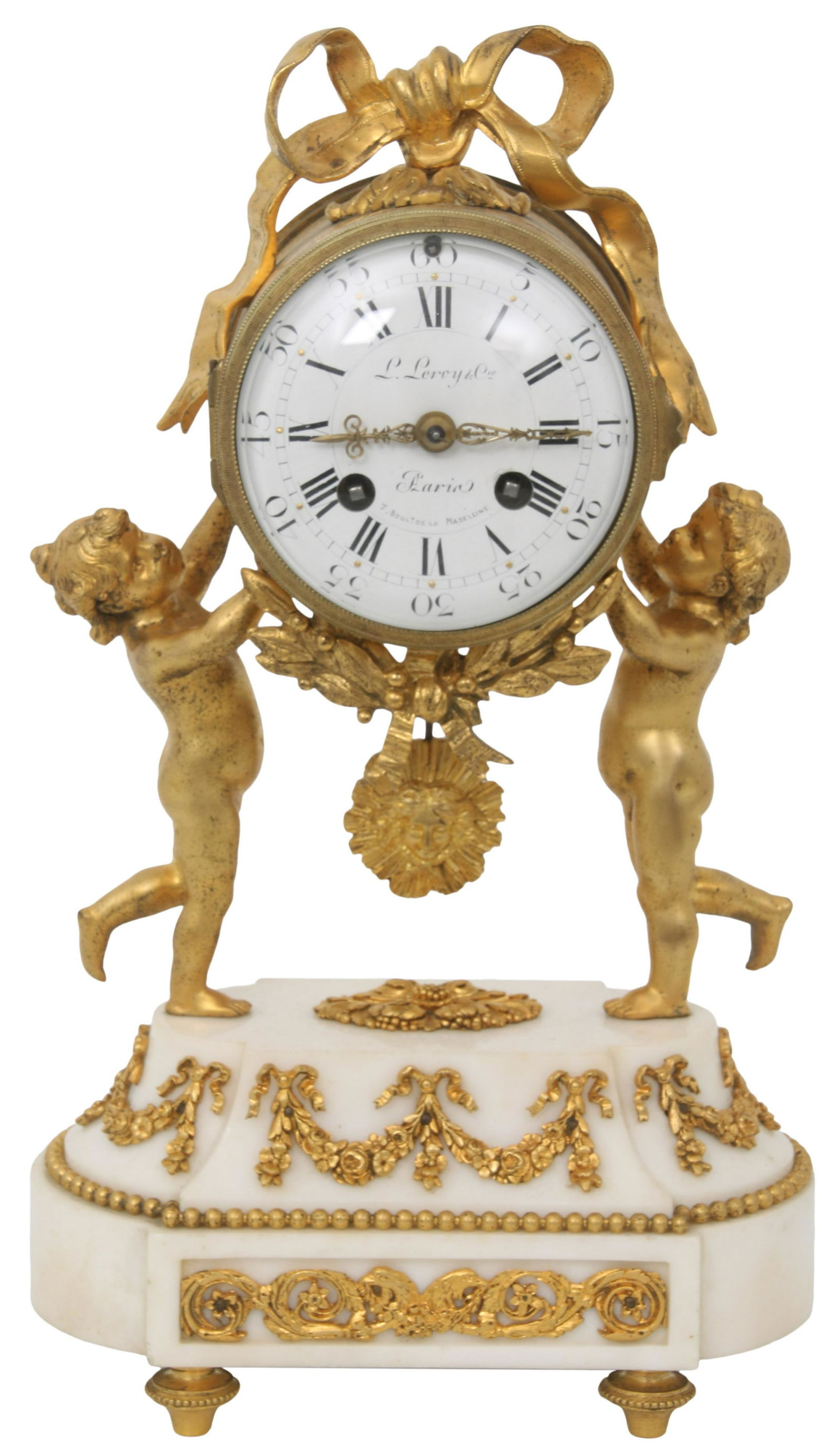 Louis XVI Style Gilt Bronze & Marble Mantel Clock (1 of 10)