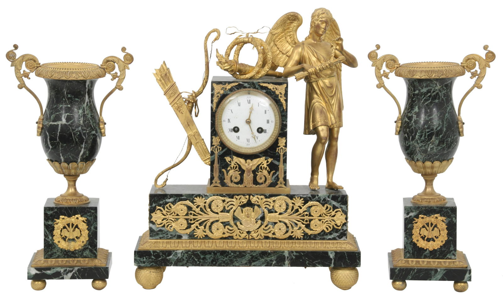Empire Style Bronze & Marble Clock Garniture (1 of 18)