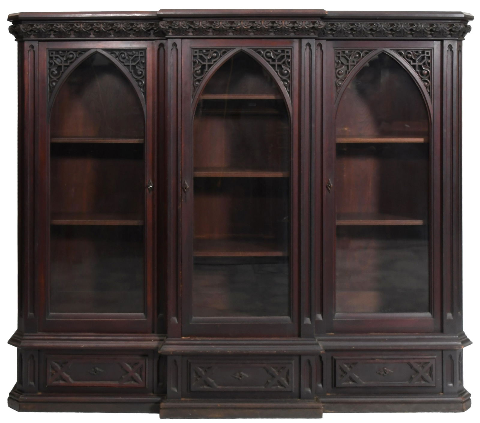 American Gothic Revival Walnut Bookcase (1 of 10)