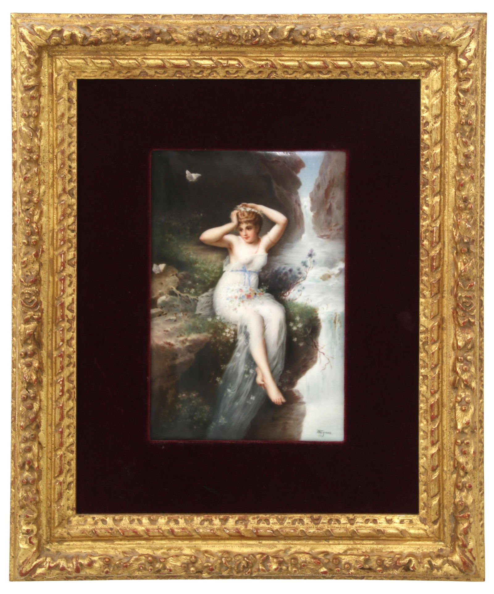 KPM Porcelain Plaque of a Woman by a Waterfall (1 of 12)
