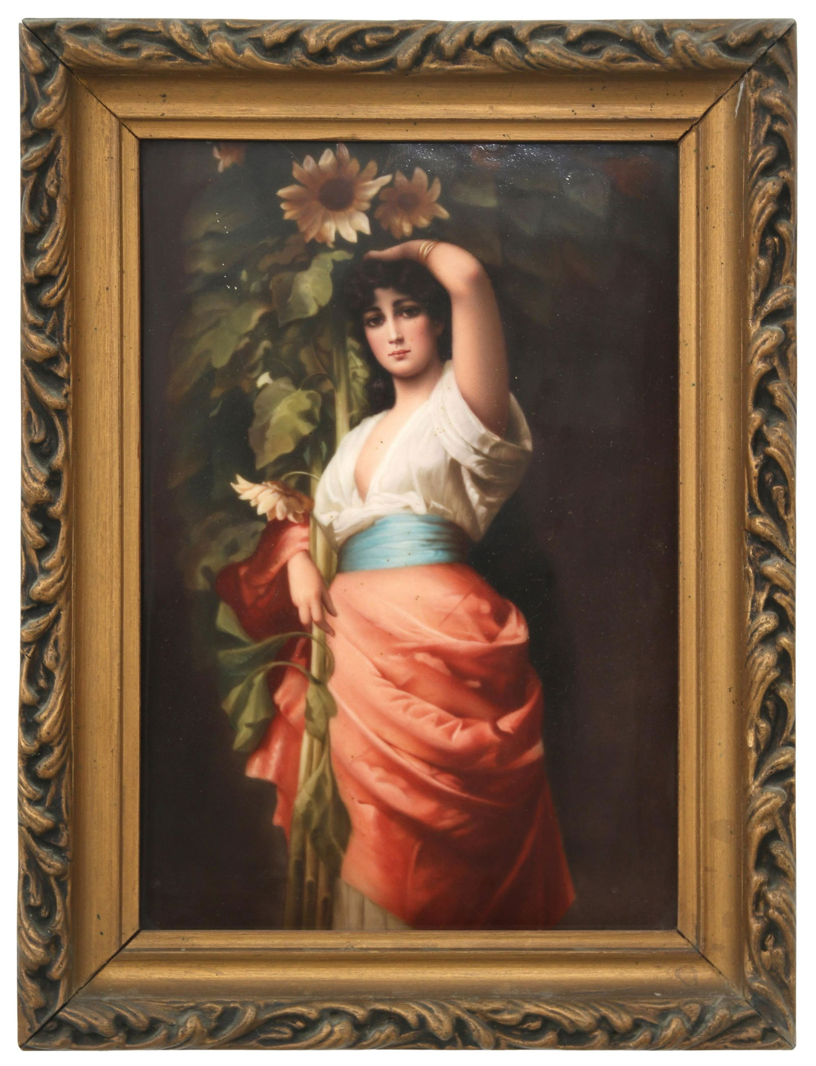 KPM Porcelain Plaque of a Woman with Sunflowers (1 of 7)