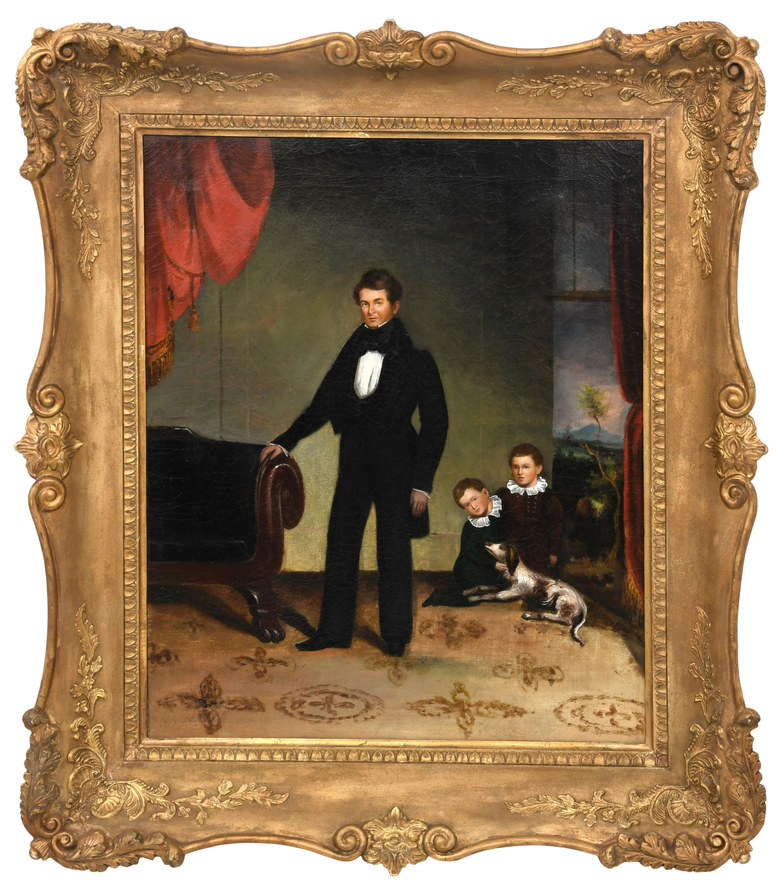 China Trade Painting of an Interior Scene (1 of 6)