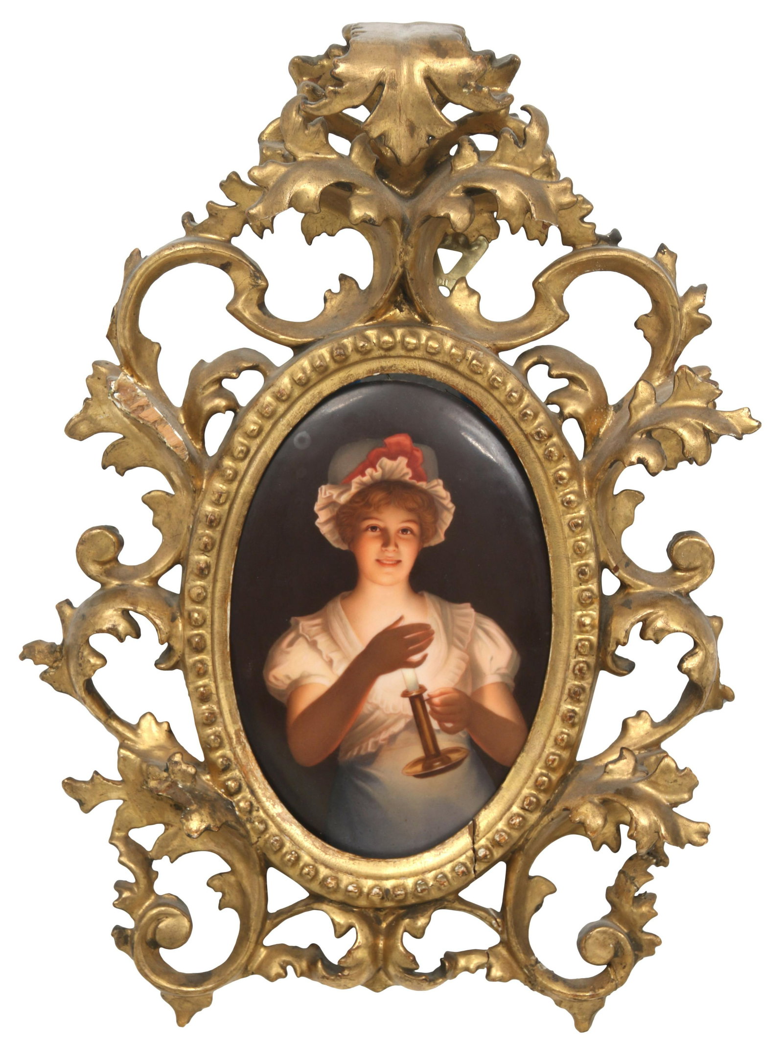 KPM Porcelain Plaque of a Woman: KPM (Royal Porcelain Factory) (Berlin, German, founded 1763) Plaque of a Woman hand-painted porcelain impressed "K.P.M." with scepter mark artist signed "Vogel" 6 3/4 x 4 1/4 inches (sight) 13 1/2 x 9