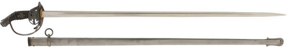 Prussian (Imperial) Army Officer's Sword, Germany.: Prussian (Imperial) Army Officer's Sword, Germany. Model 1889 (WWI manufacture). Made by Alexander Coppel & Co. Solingen. "ACS" with scale grade mark. Blued metal pommel cap; black plastic grip with s