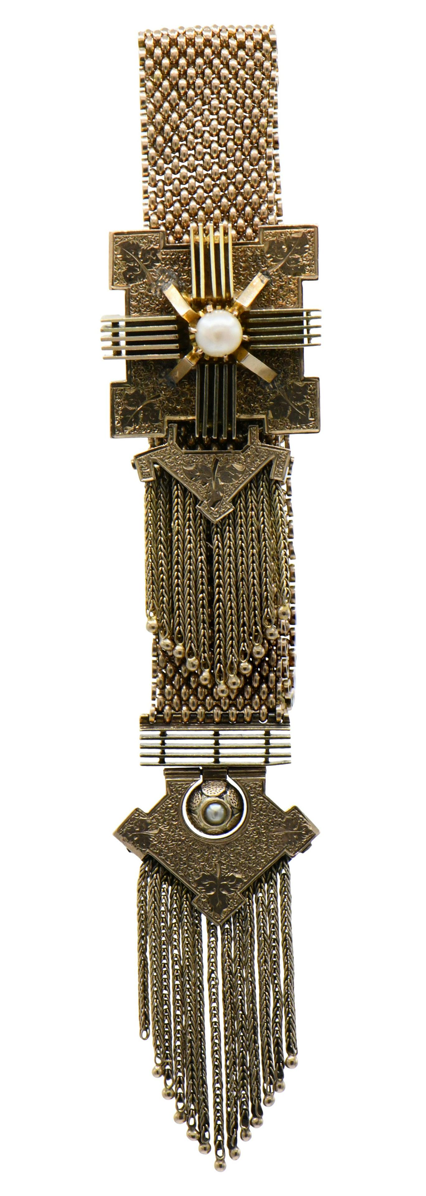 10 Karat Gold & Pearl Victorian Slide Bracelet (1 of 3)
