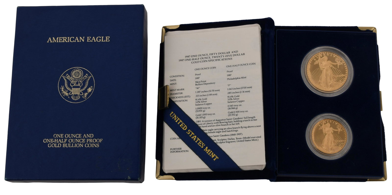Two 1987 American Eagle Proof Gold Coins (1 of 2)