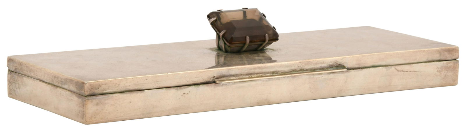Sterling Silver Cigarette Box with Topaz Stone (1 of 7)