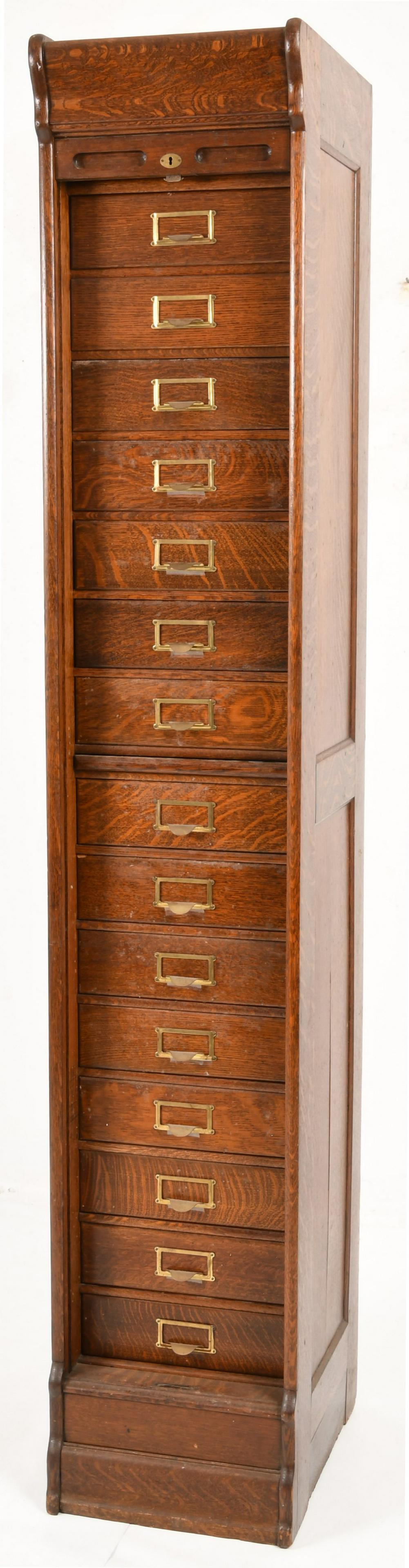 American Carved Oak Roll Top File Cabinet (1 of 9)