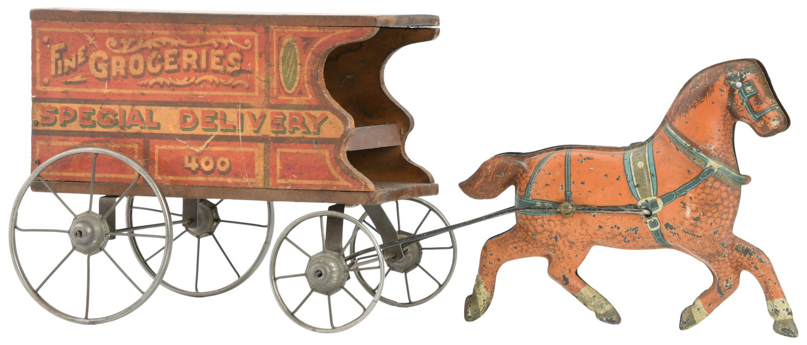 Gibbs Mfg. Co. Horse-Drawn Grocery Wagon Toy (1 of 8)