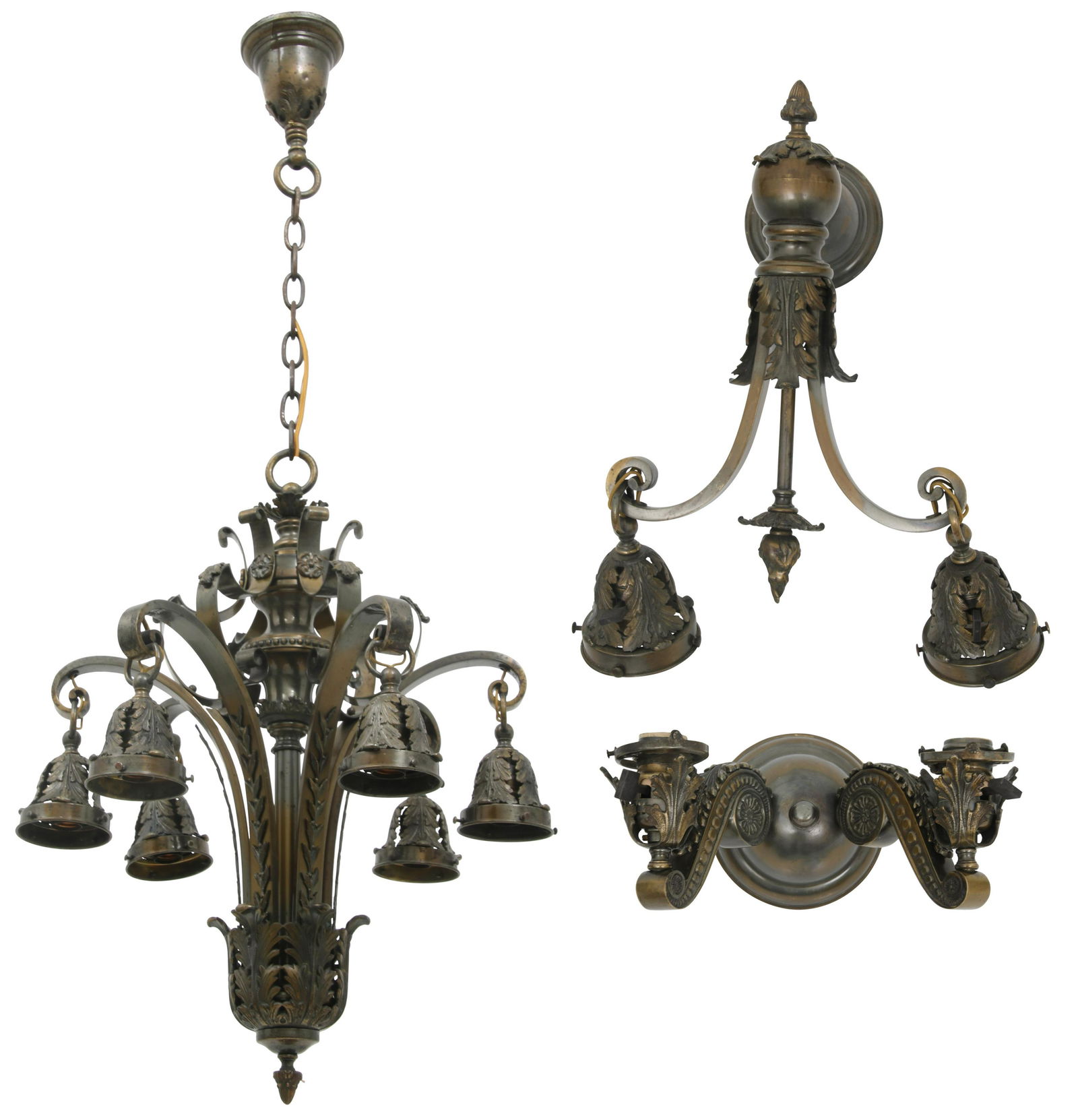 French Bronze Chandelier & Two Sconces (1 of 16)