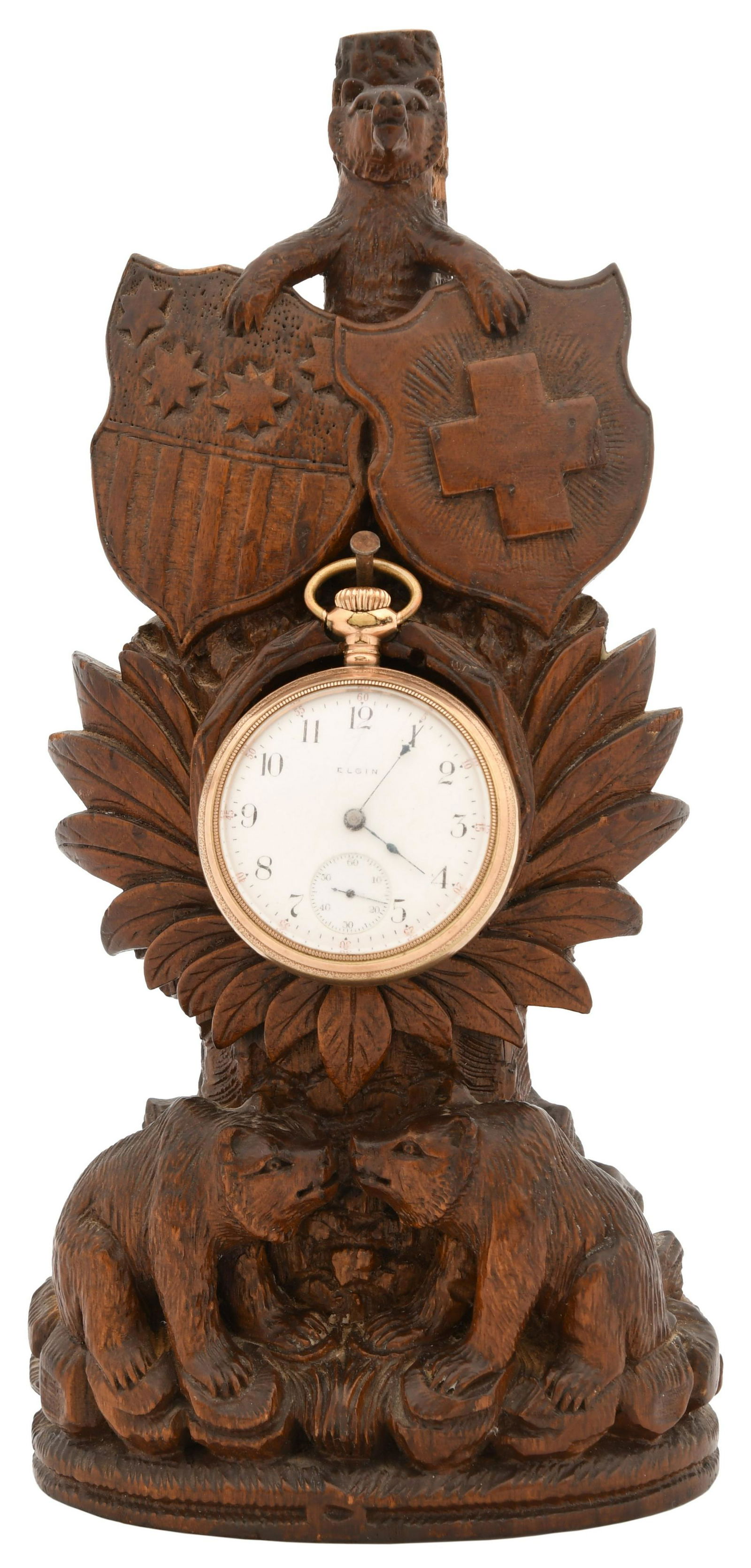 Black Forest Carved Watch Holder with Watch (1 of 12)