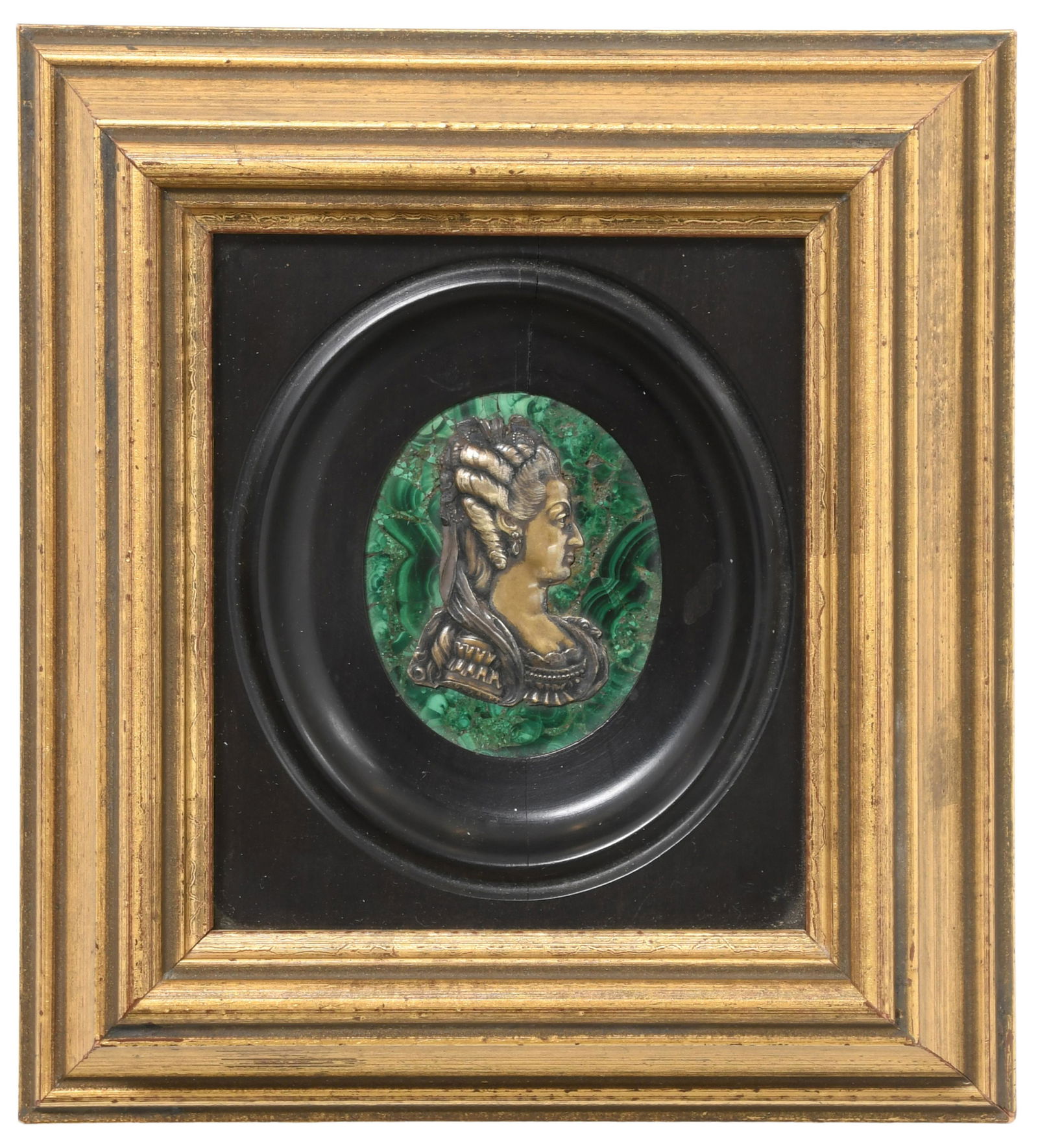 Silver Bust of Catherine the Great on Malachite: Silver Bust of Catherine the Great on Malachite 18th century 6 1/8 x 5 1/2 inches