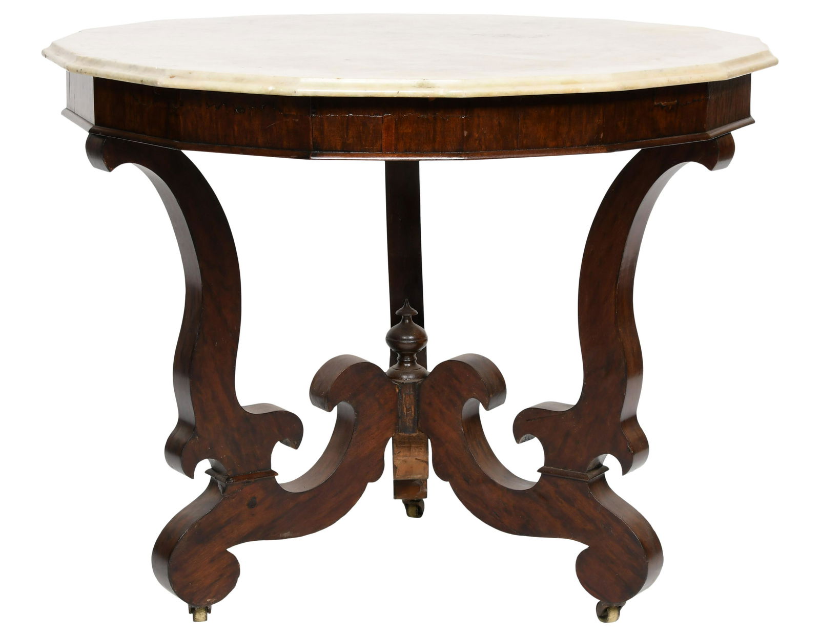 Empire Mahogany & Marble Top Center Table (1 of 8)