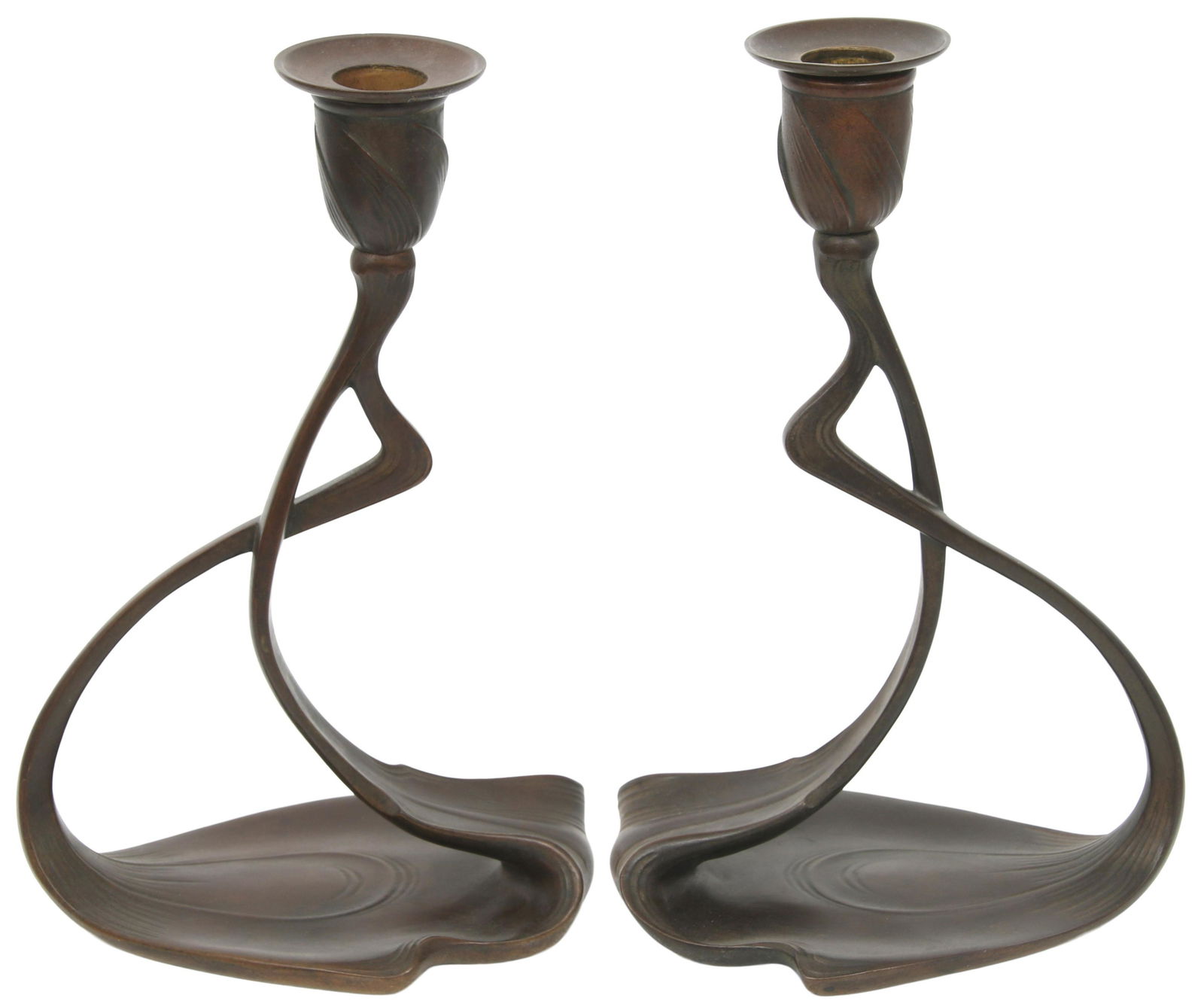 Pair of Art Nouveau Bronze Candlesticks (1 of 7)