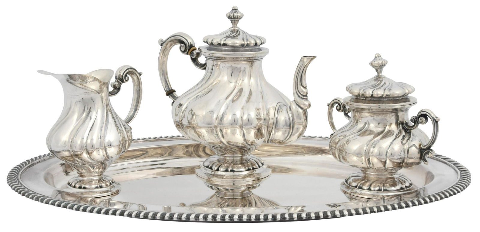 German Silver Tea Set with Plated Tray (1 of 10)