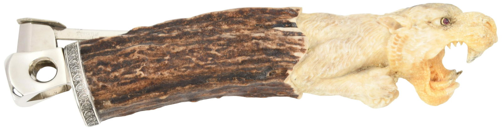 Carved Antler Cigar Cutter with Tiger (1 of 8)