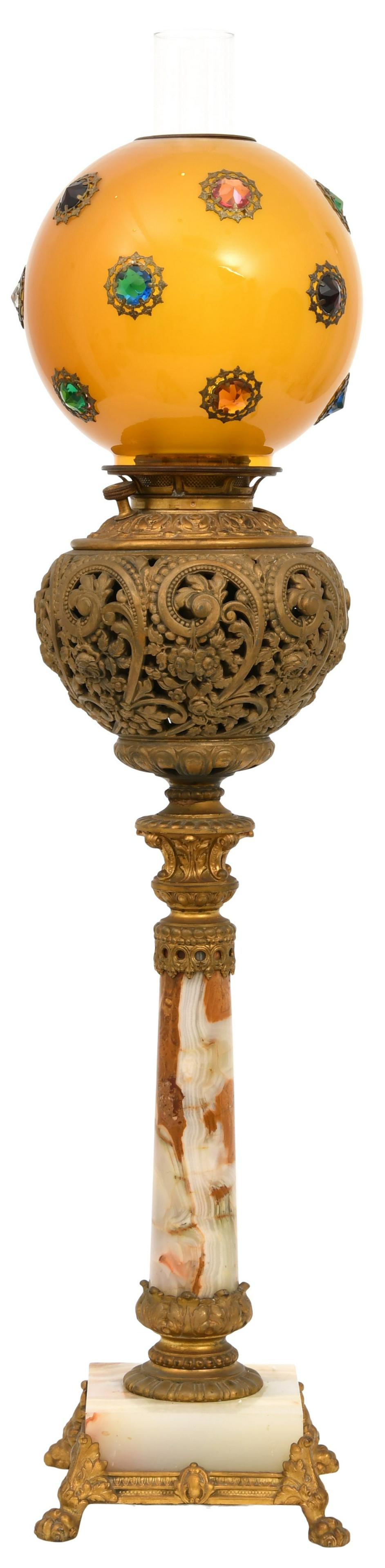 American Gilt Brass & Marble Piano Lamp (1 of 5)