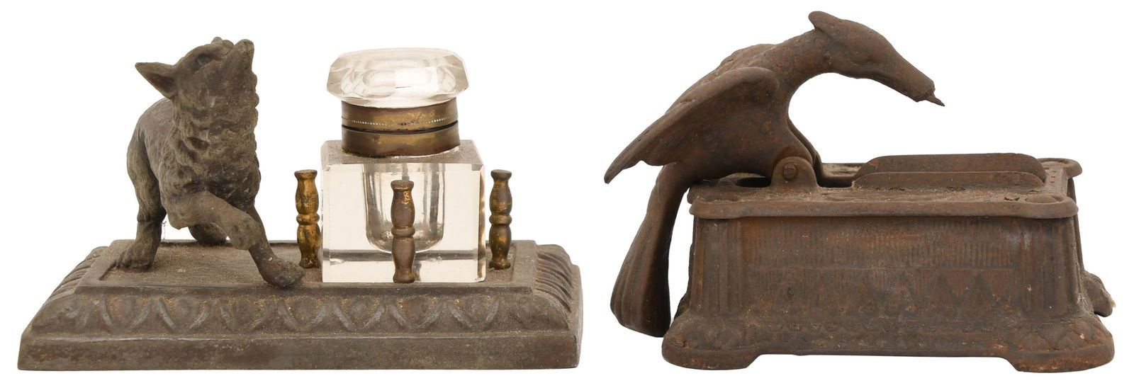Cast Iron Figural Inkstand & Toothpick Holder (1 of 4)