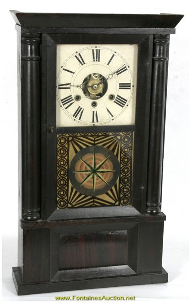 W. SPERRY THIRTY HOUR SHELF CLOCK W/ALARM: W. SPERRY THIRTY HOUR SHELF CLOCK W/ALARM. W. Sperry Thirty-hour Shelf Clock with Alarm. Ht. 26 1/2"Original dial and hands. Label is fair but maker is identifiable. The tablet is superior.This is a g