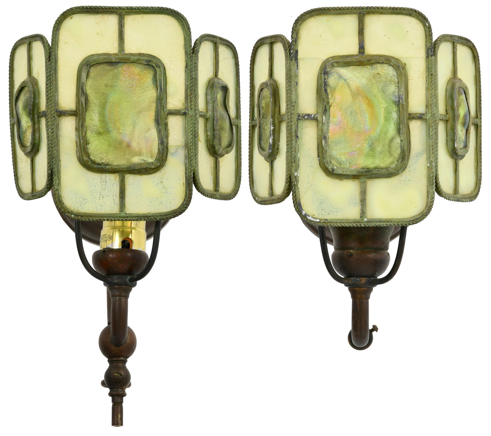 Pair of Tiffany Studios Turtle-Back Sconces (1 of 13)