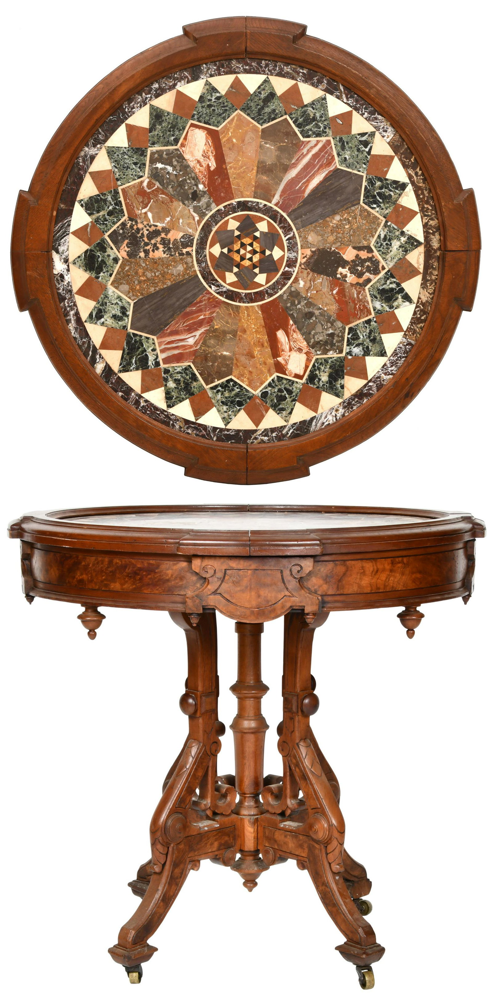 American Walnut & Pietra Dura Center Table (1 of 8)