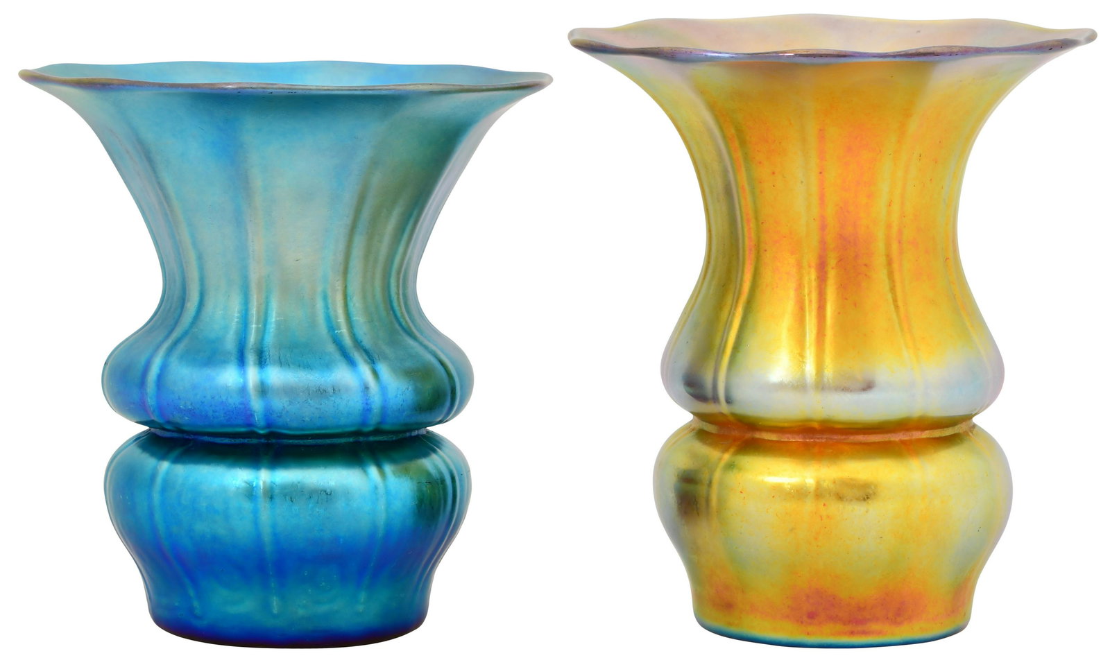 Two Steuben Iridescent Glass Vases (1 of 9)