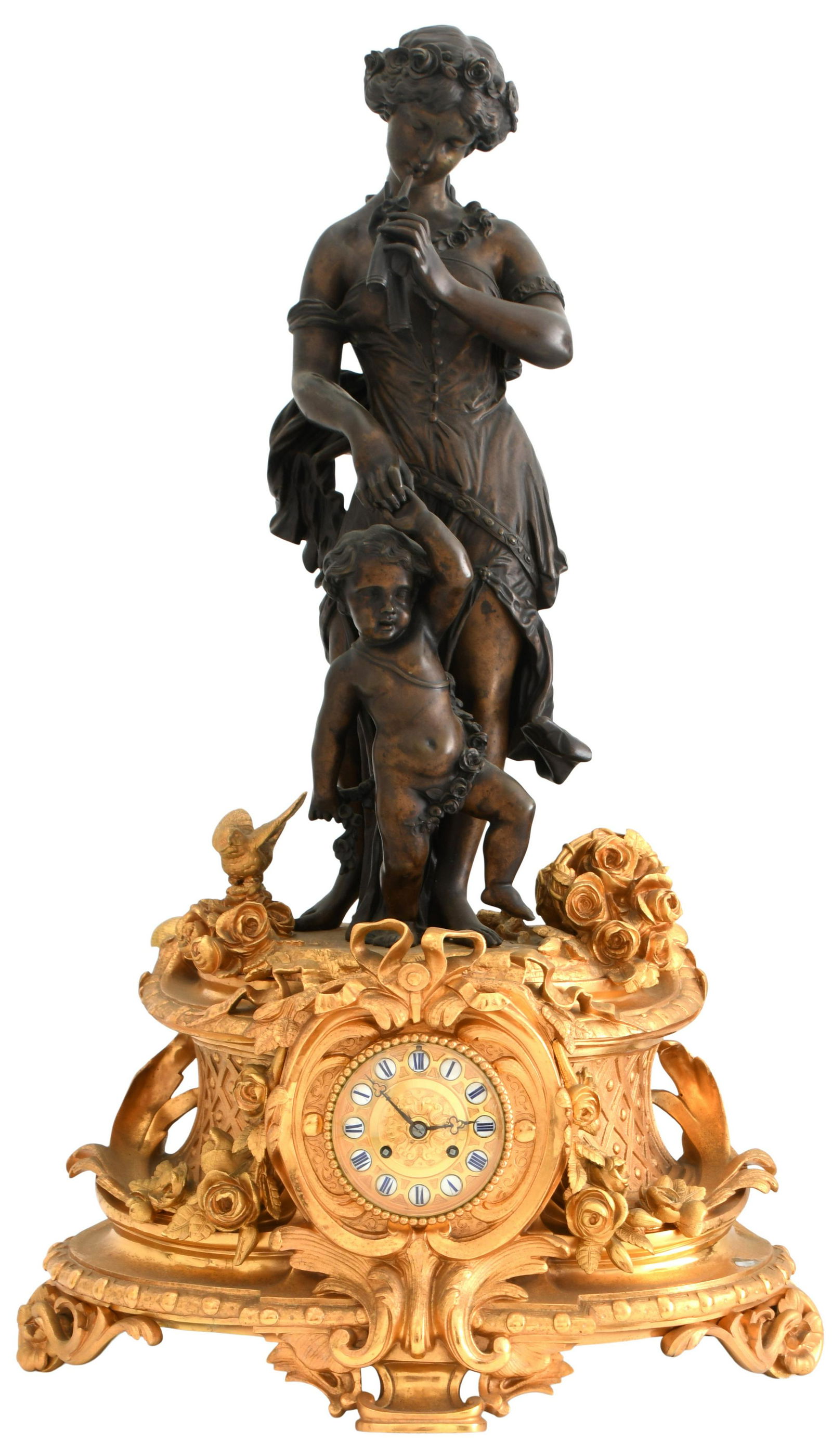 Louis XV Style Bronze Figural Mantel Clock (1 of 12)