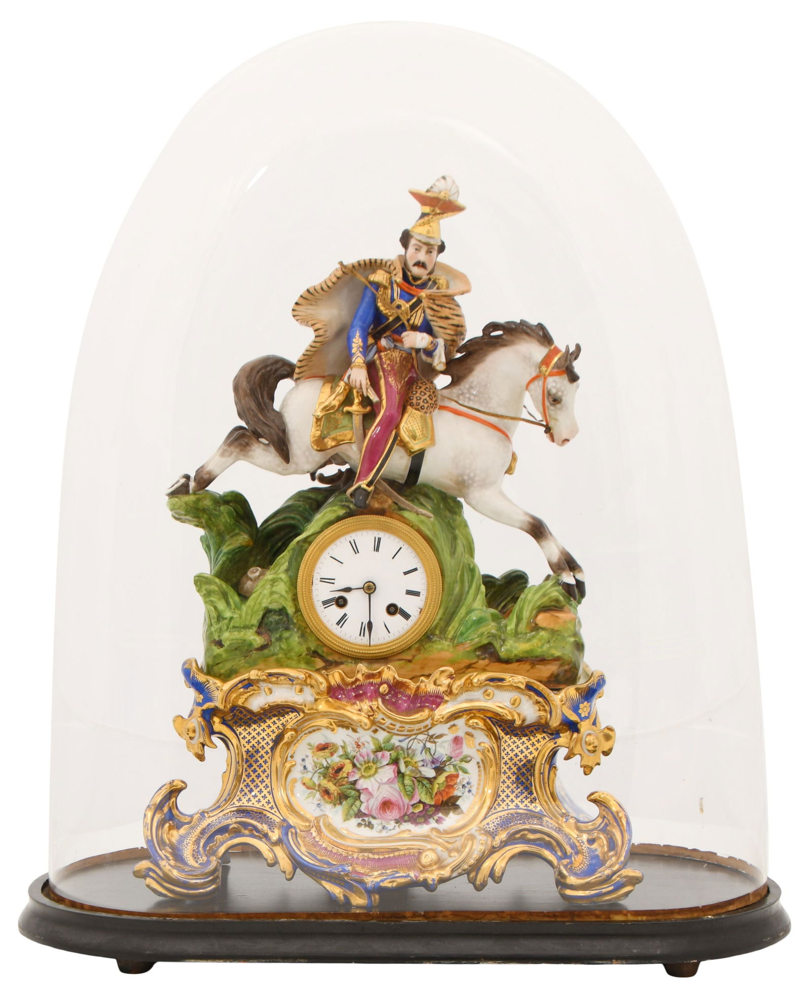 French Porcelain Silk Thread Mantel Clock with Dome (1 of 11)
