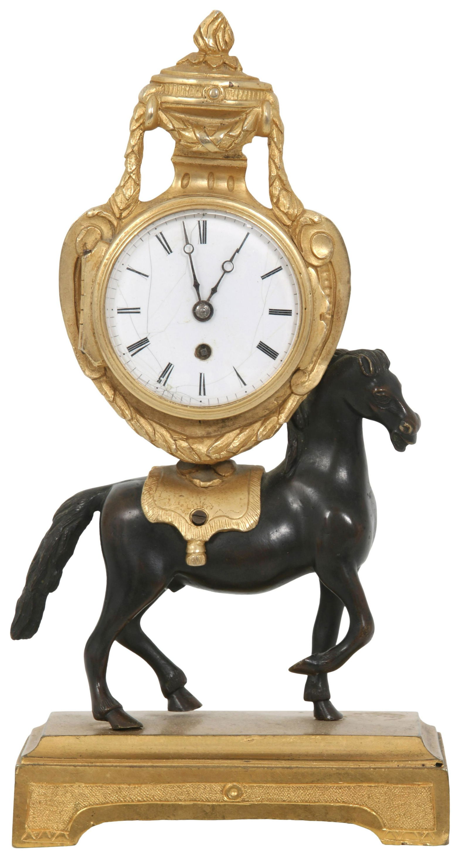 French Gilt & Patinated Bronze Desk Clock with Horse (1 of 7)