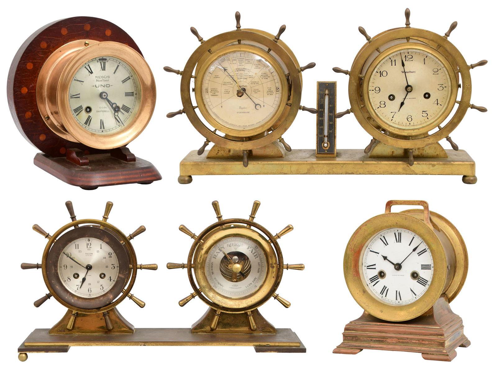 Group of Four Ship's Bell Clocks by Chelsea, Waterbury (1 of 10)