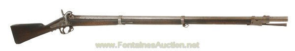 69 CALIBER BELGIAN MUSKET MARKED C. DANDOY LIEGE: 40.5" barrel with 3 bands and oval Liege proof mark and CD under a crown. Retains original trumpet ramrod. Stock is crack-free and has small circular cartouche on right side of butt-stock. Probable Ci
