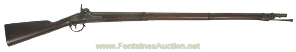Model 1842 U.S. Percussion Musket: 42" Round barrel is .69 caliber and has a somewhat rusty bore that should clean up better. The lock is marked "Springfield 1846" in 3 lines behind the hammer; the eagle and "US" in front of the hammer