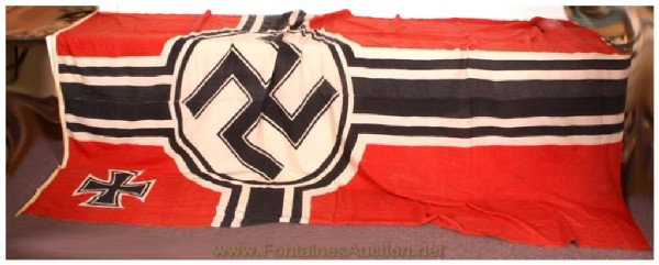German 3rd Reich Battle Flag: Vibrant 2 sided flag in excellent condition, no holes, tears or staining; a large size at 72"x120".