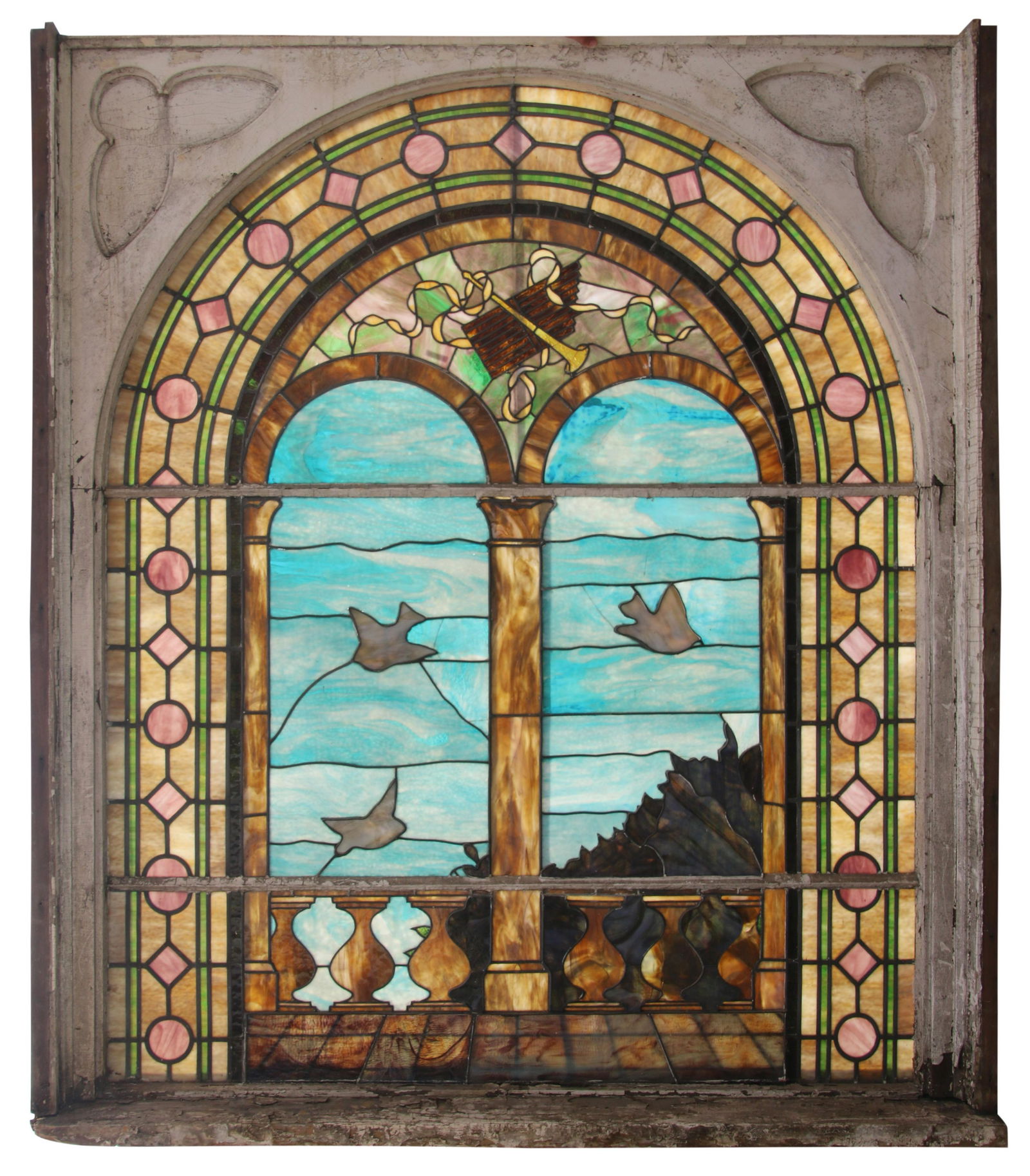 American Leaded Glass Arched Window (1 of 16)