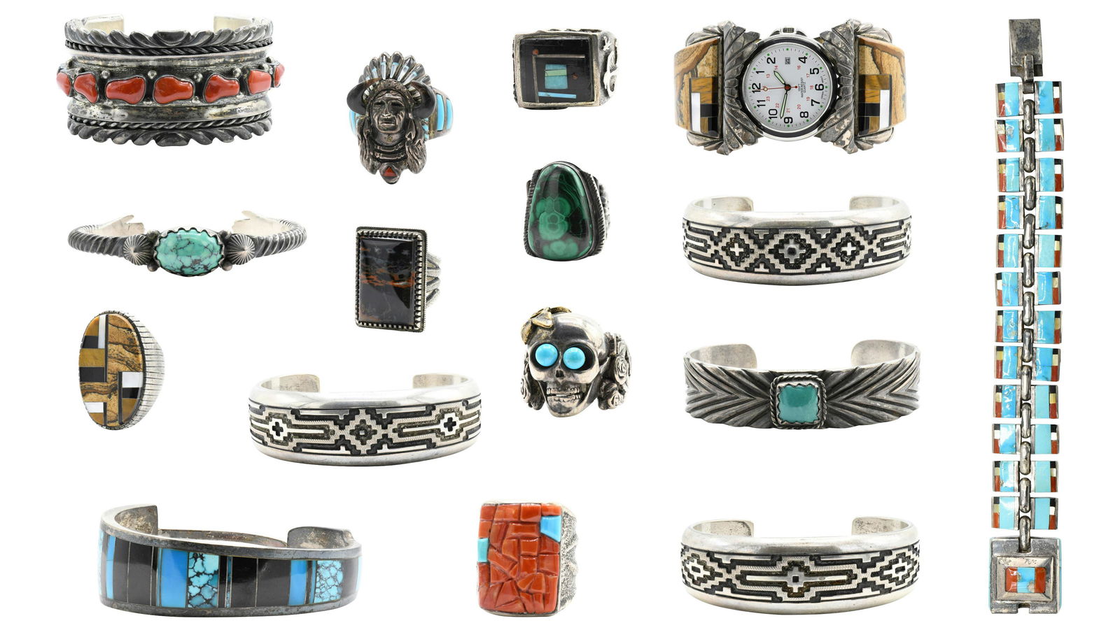 Lot of Sterling Mexican Silver Jewelry & Watch (1 of 17)