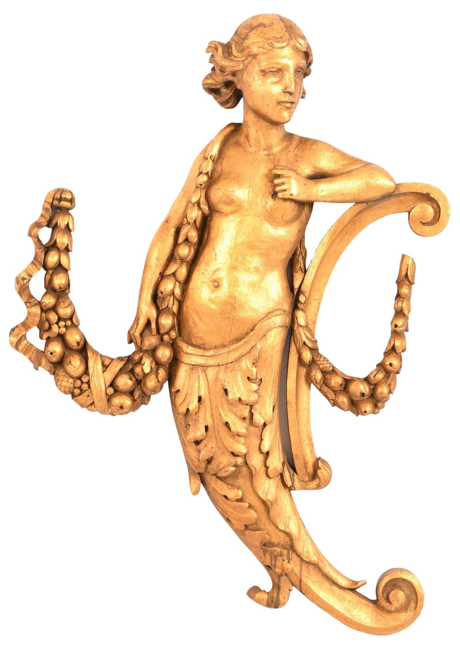 Gilt Wood Wall Mount of a Woman (1 of 7)