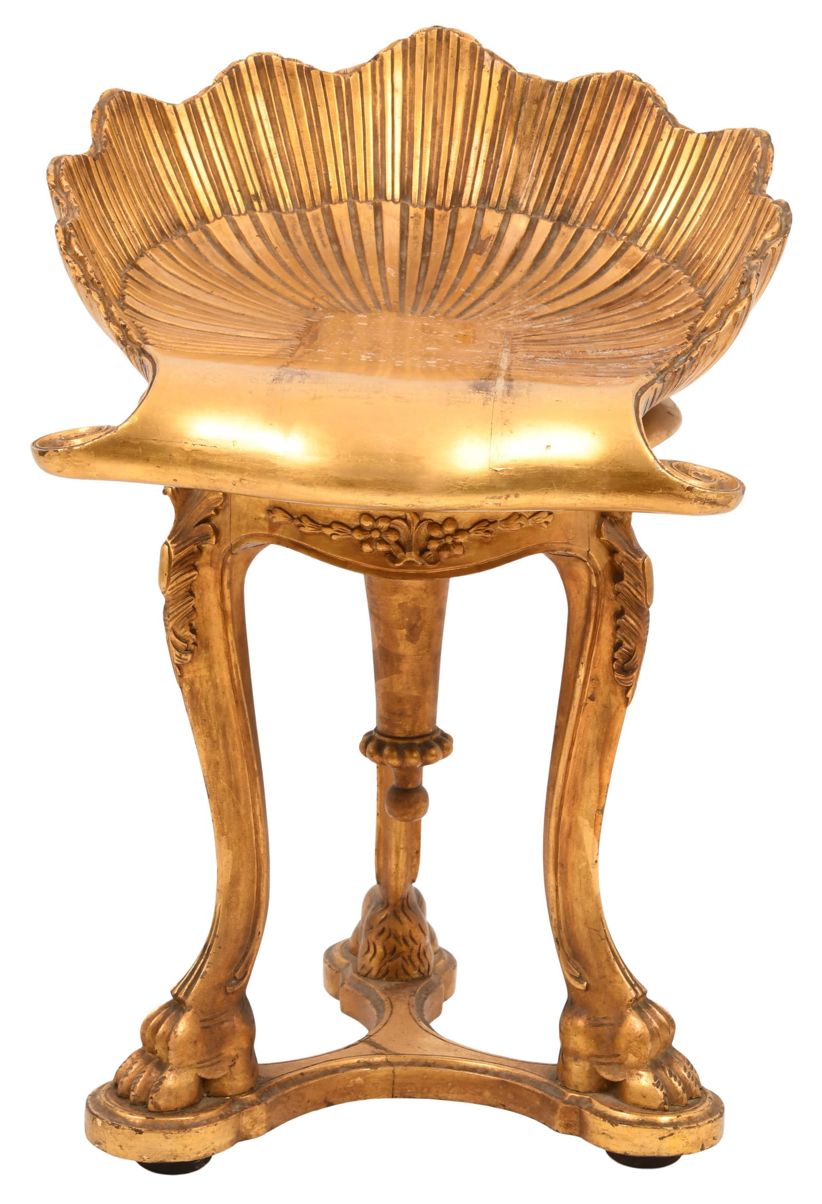 Continental Gilt Wood Shell Form Swivel Stool (1 of 7)