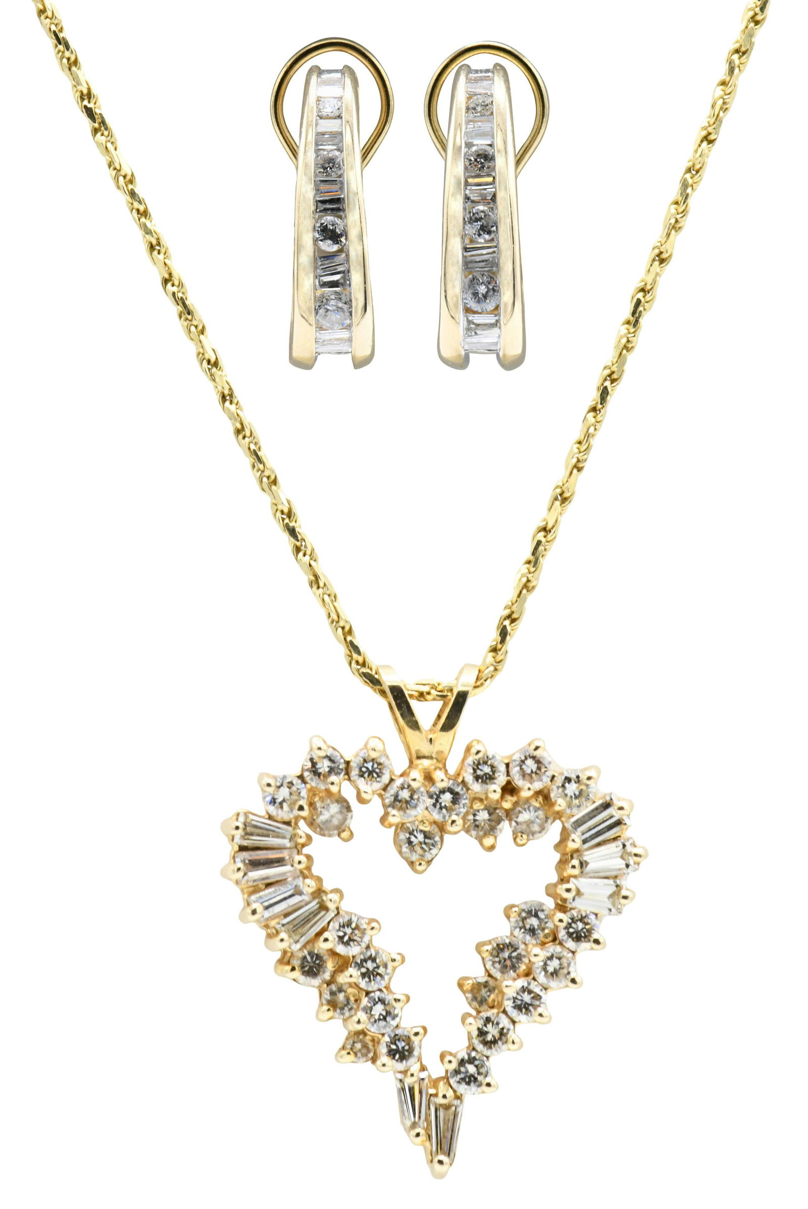 14 Karat Gold & Diamond Necklace and Earrings (1 of 6)