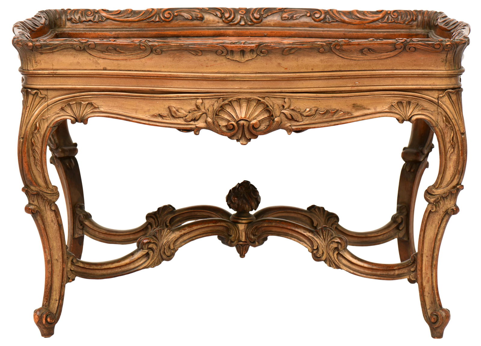 French Gilt Wood Coffee Table with Marble Top: French Gilt Wood Coffee Table with Marble Topearly 20th century20 x 31 1/2 x 22 1/2 inches