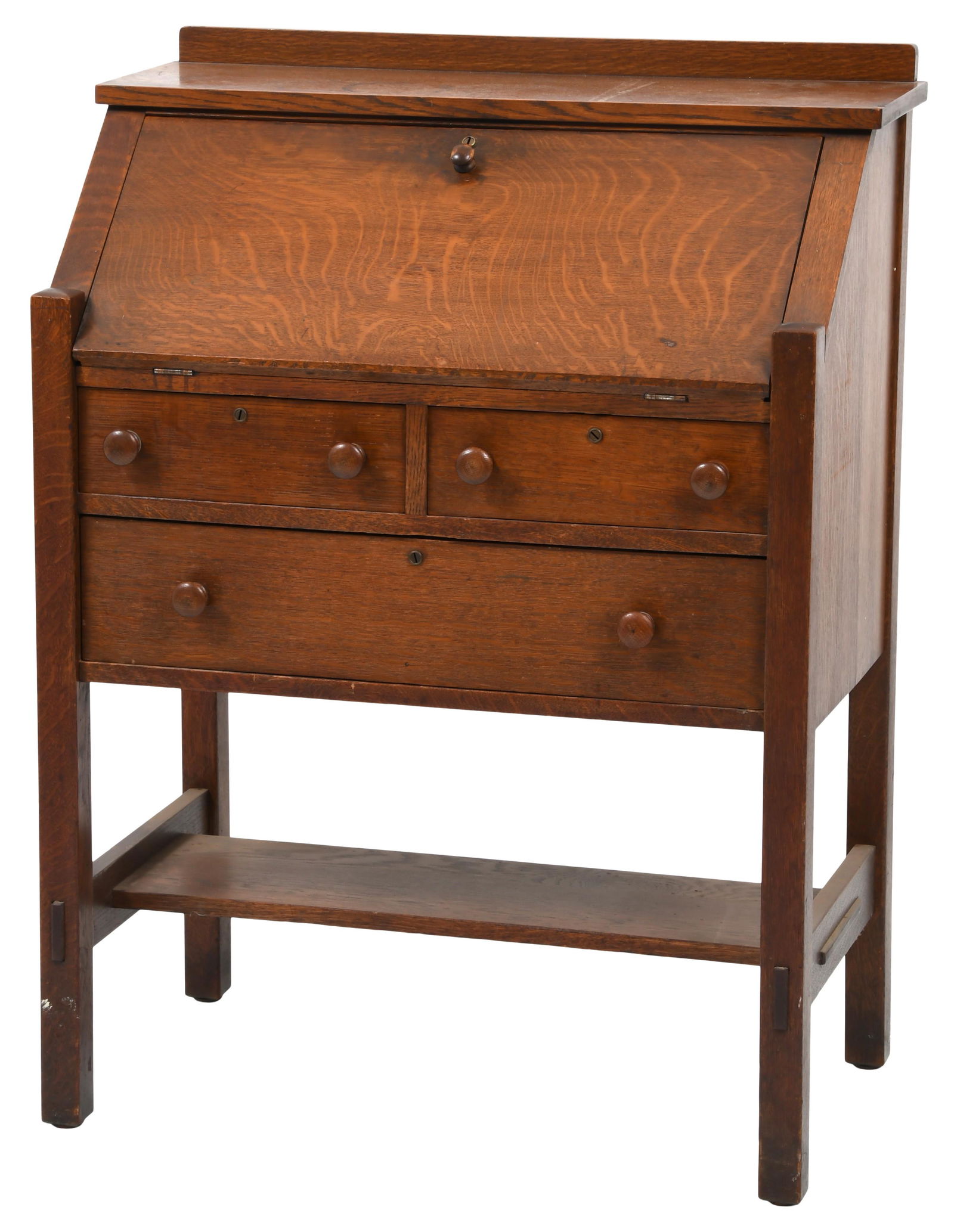L. & J.G. Stickley Oak Drop-Front Desk (1 of 9)